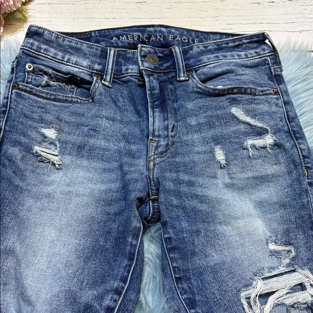 American Eagle Outfitters Skinny Fit Distressed Denim Jeans Sz 28X28